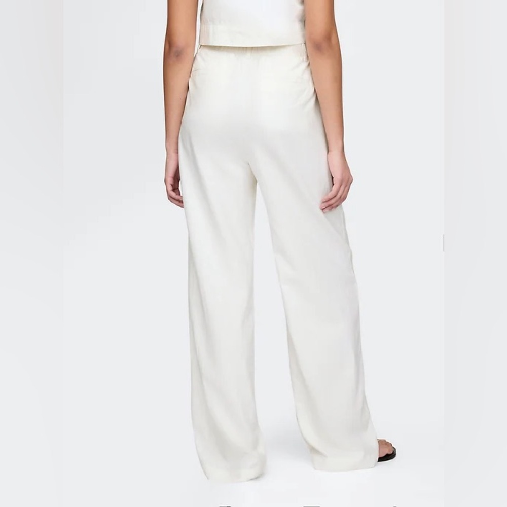 NWT! GAP Off White 365 High Rise Linen-Blend Trousers - 6 TALL 🩷 - Picture 4 of 9